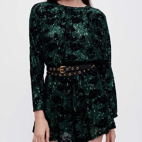 Maje Pants - Maje - Green Sequin Romper.